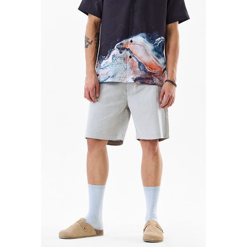 Snitch Men Grey Cotton Blend Shorts (28)