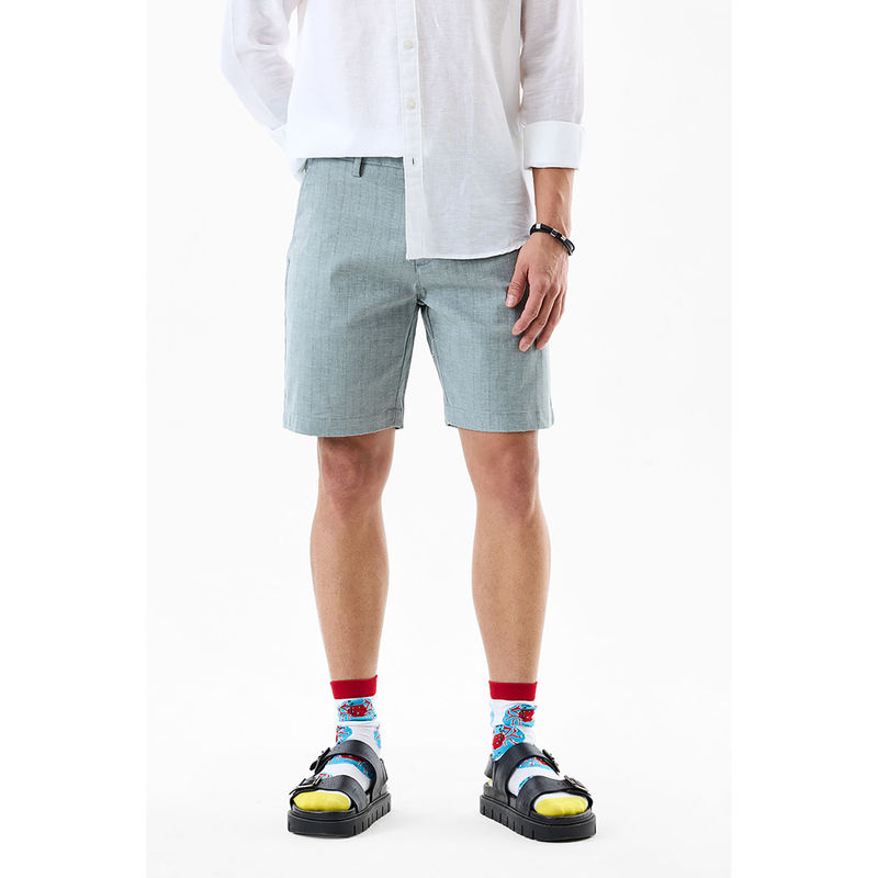 Snitch Men Grey Cotton Blend Shorts (28)