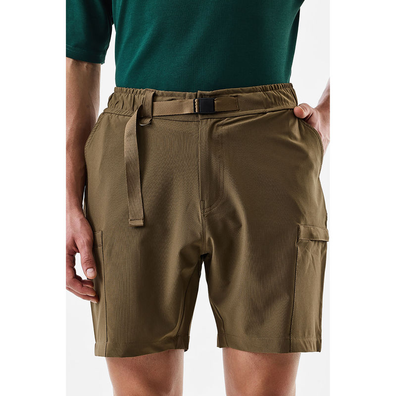 Snitch Men Khaki Polyester Blend Shorts (36)