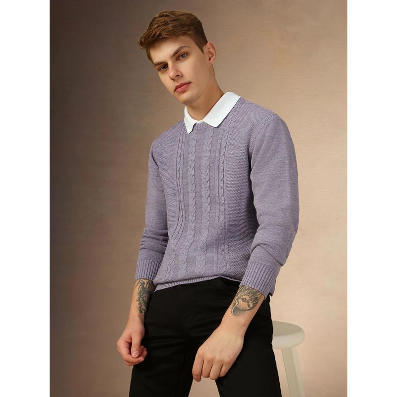 Dennis Lingo Full Sleeve Crew Solid Slim Fit Men Sweater (L)
