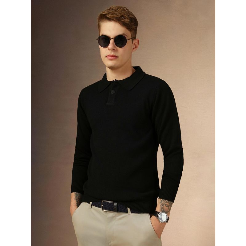 Dennis Lingo Full Sleeve Polo Solid Slim Fit Men Sweater (S)