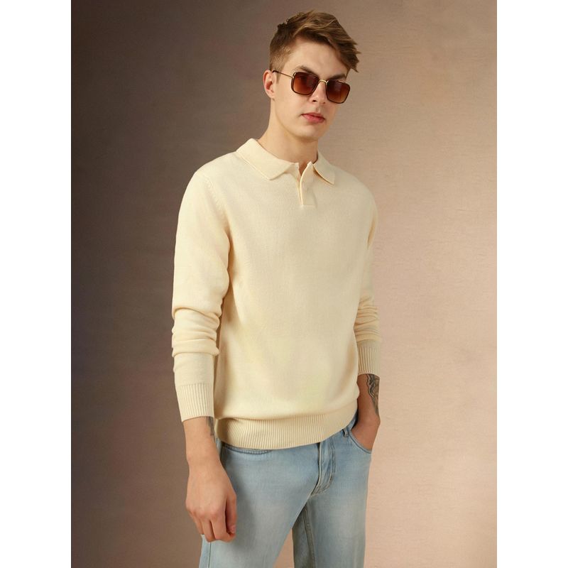 Dennis Lingo Full Sleeve Polo Solid Slim Fit Men Sweater (L)