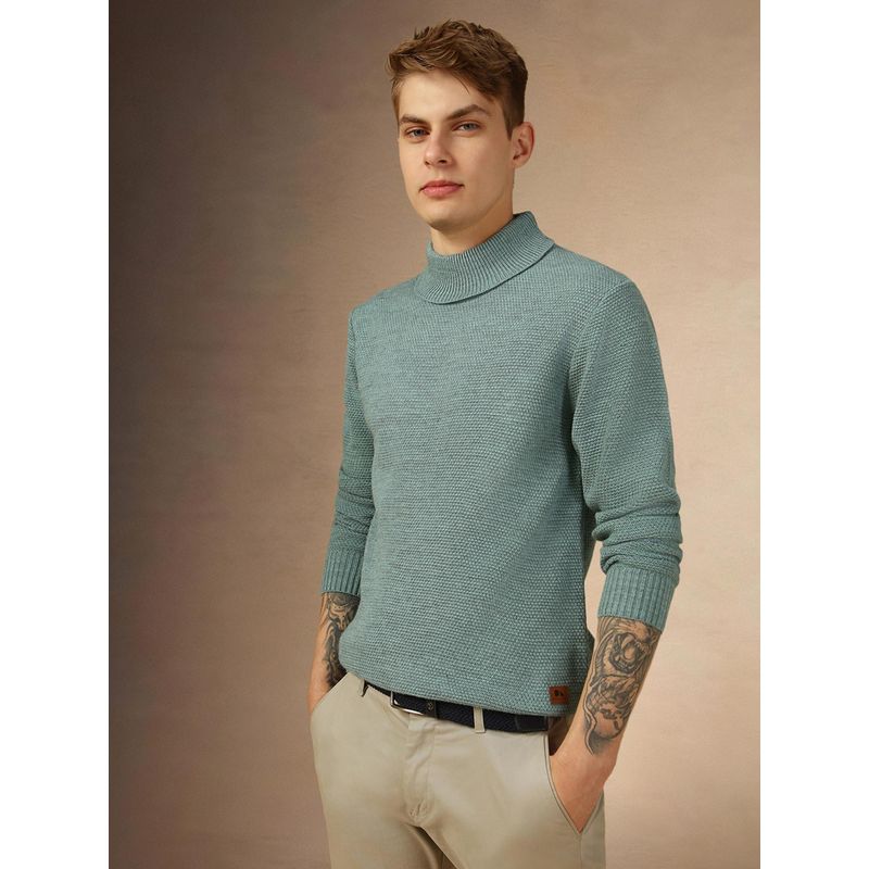 Dennis Lingo Full Sleeve Turtle Neck Solid Slim Fit Men Sweater (L)