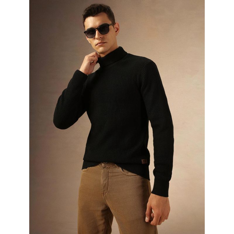 Dennis Lingo Men Regular Fit Acrylic Solid Full Sleeves Turtle Neck Pullover Sweater (S)