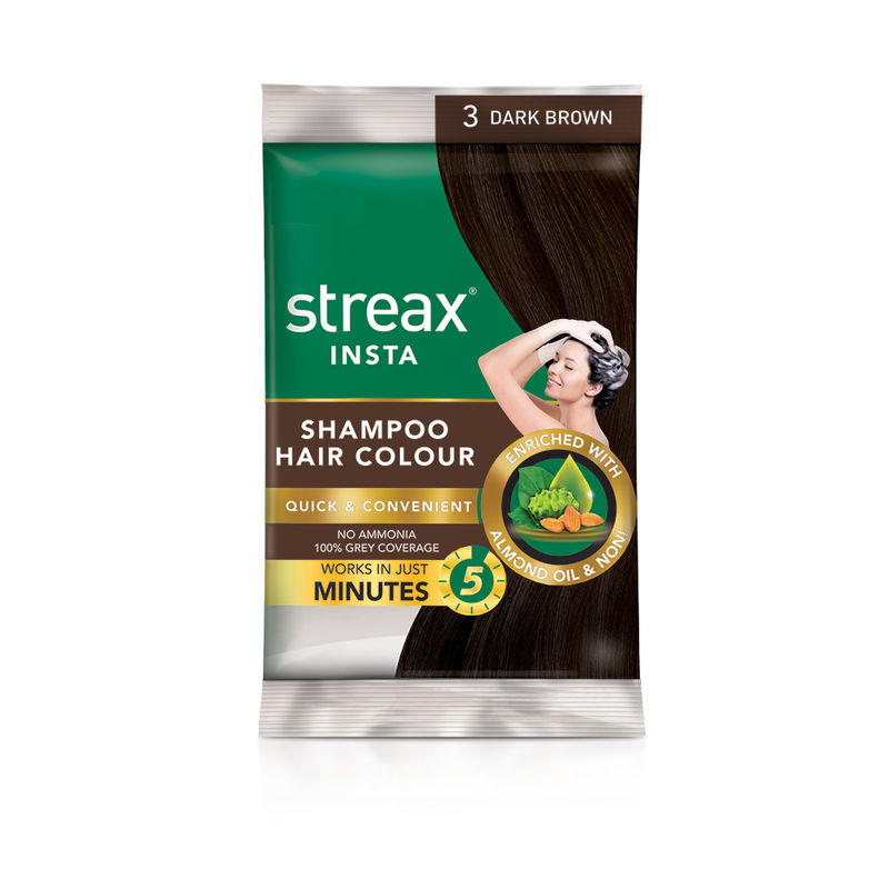 Streax Insta Shampoo Hair Colour - Dark Brown