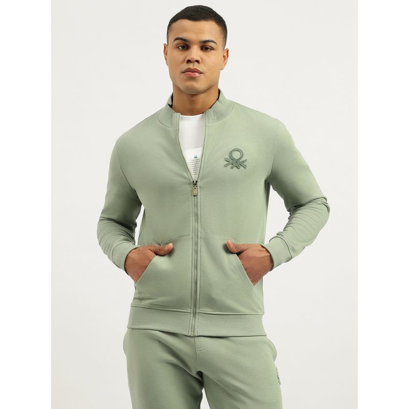 United Colors of Benetton Men Green Solid Jacket (M)