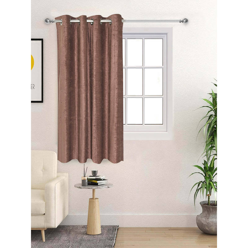 Saral Home Brown Glaze Reversible Satin & Velvet Blackout Curtain (4X5 Feet)