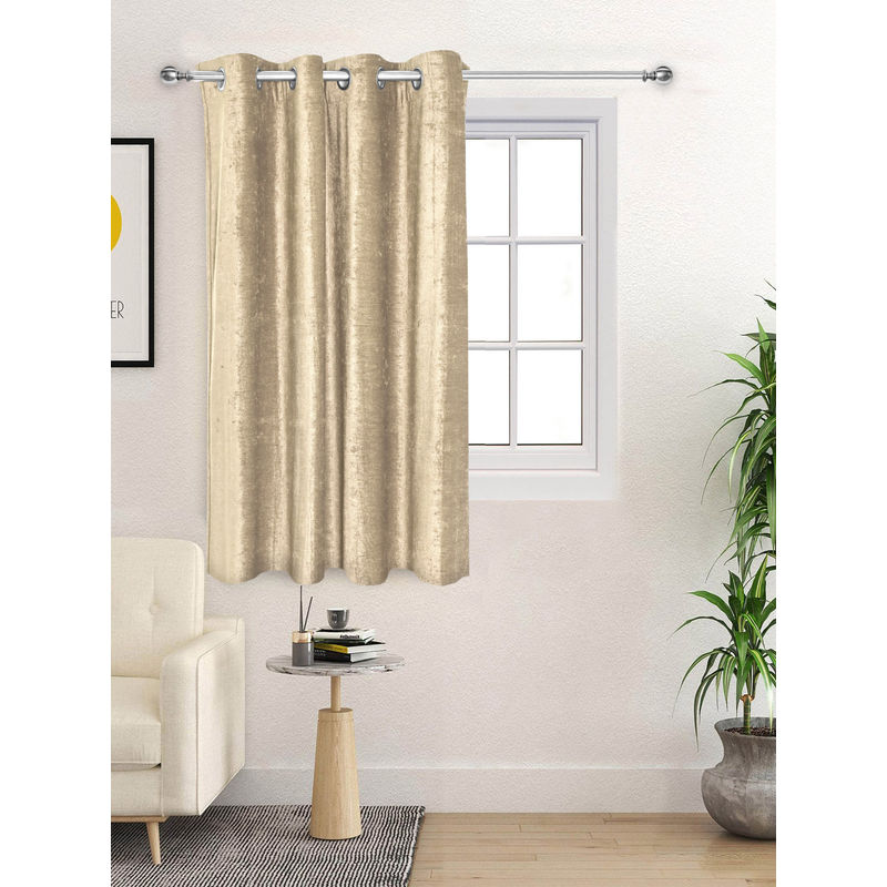 Saral Home Gold Glaze Reversible Satin & Velvet Blackout Curtain (4X5 Feet)