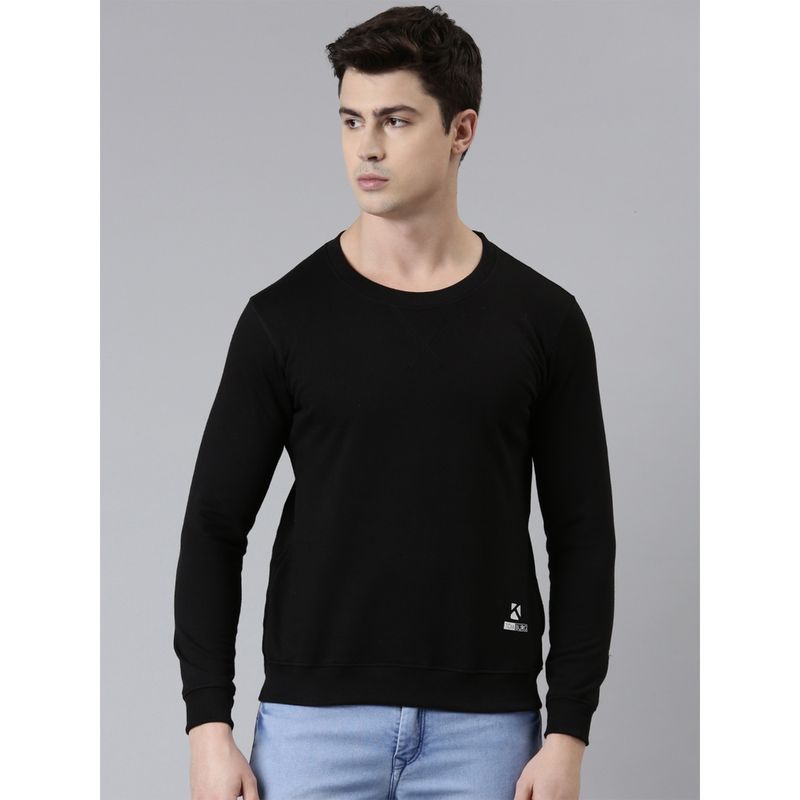 TOM BURG Men Black Solid Cotton Blend Sweatshirt (S)