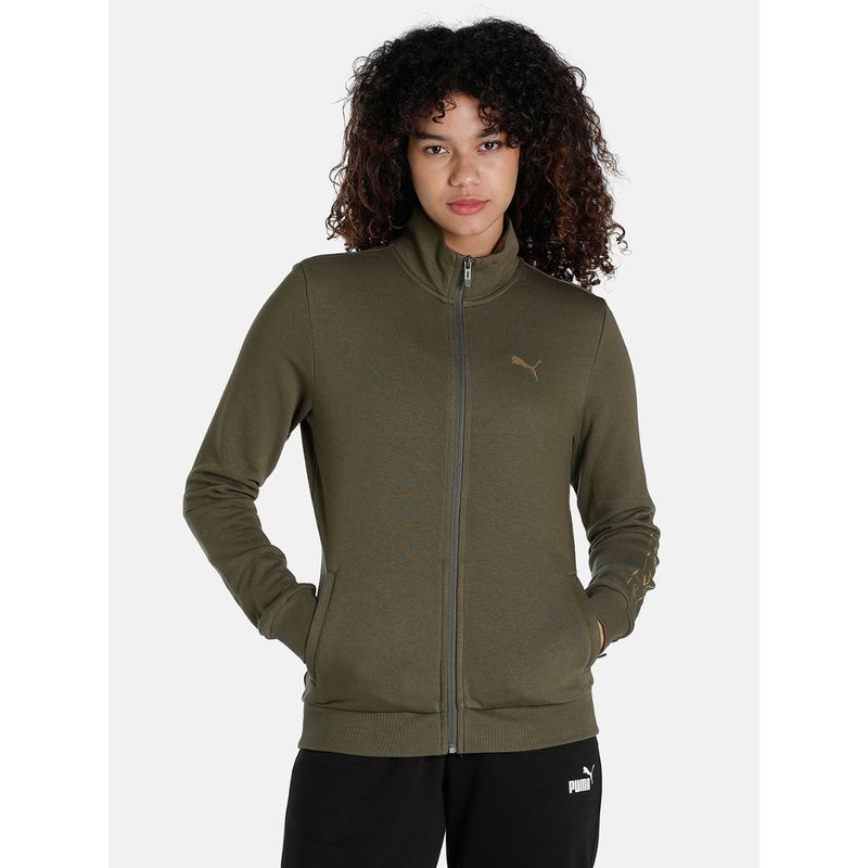 Puma Women's Gold Foil Sweat Women's Green Jacket (XS)