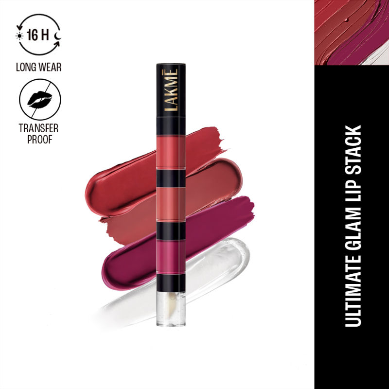Lakme Ultimate Glam 4 In 1 Lip Stack - Pink Vibe Only
