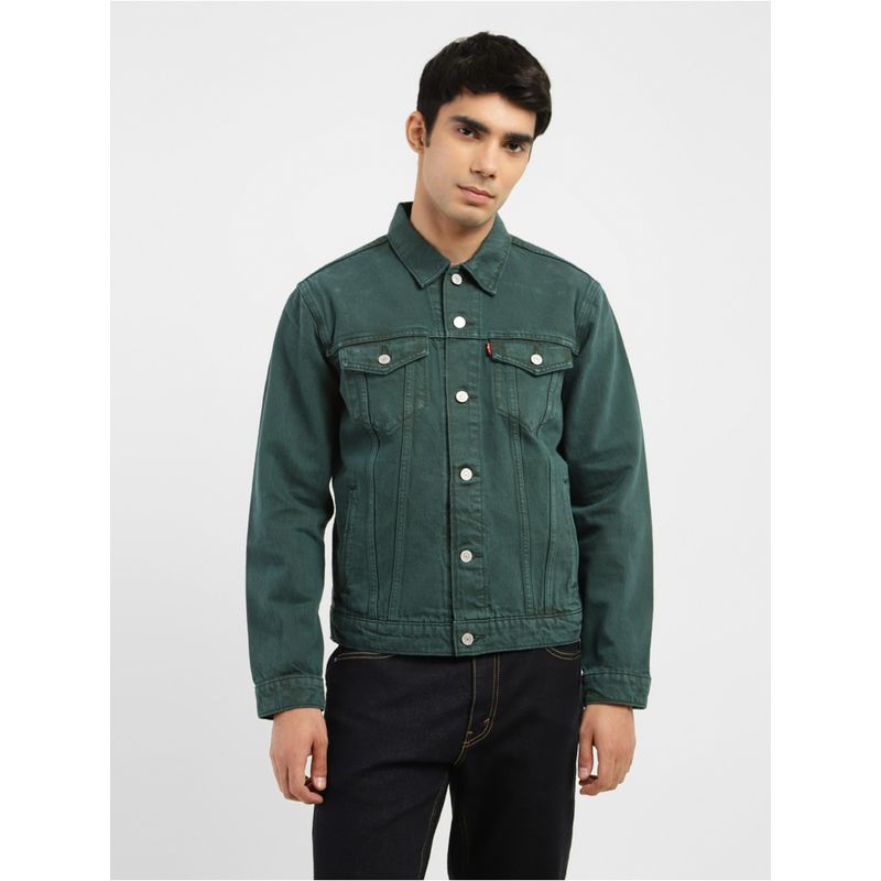 Levi's Mens Solid Green Spread Collar Jacket (M)