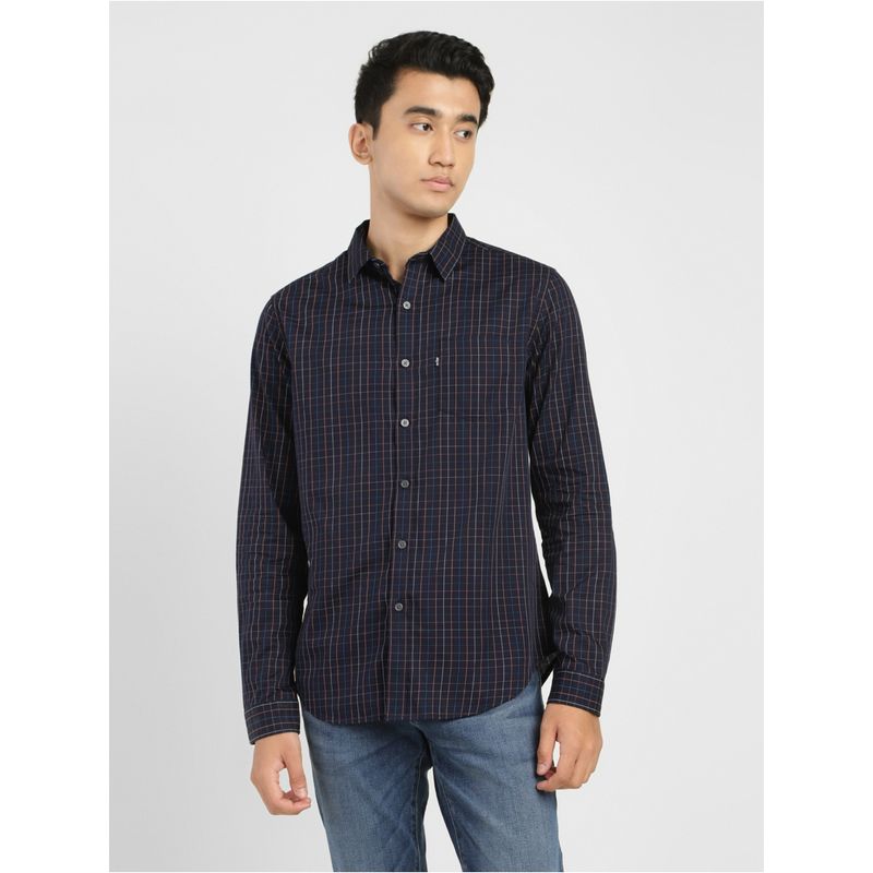 Levi's Mens Checkered Blue Slim Fit Shirt (L)