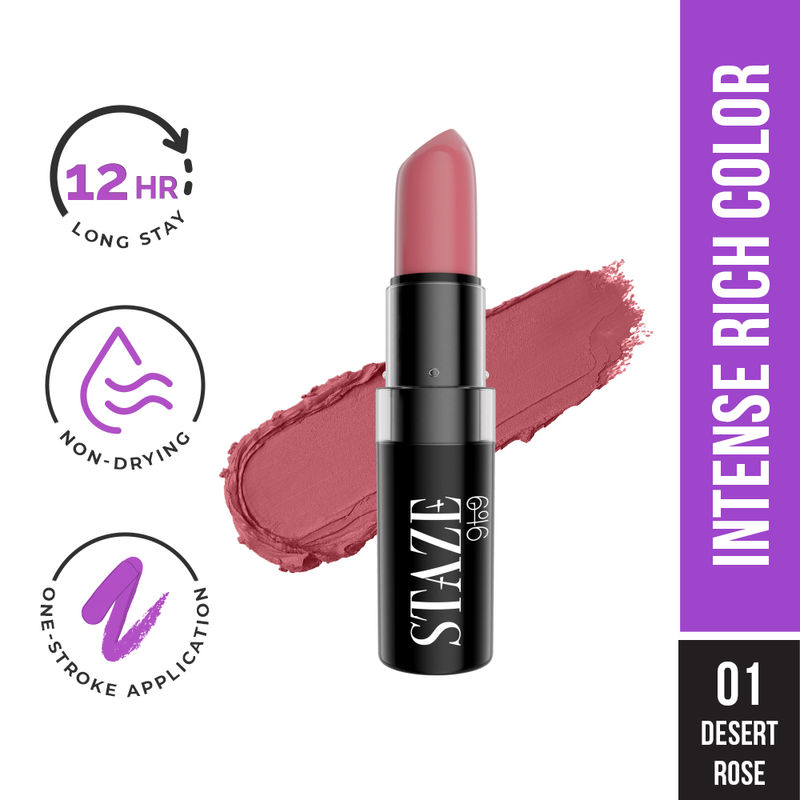 Staze 9to9 Velvet Kiss Matte + Intense Color Lipstick - 01 Desert Rose