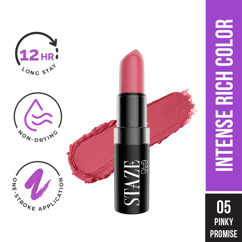 Staze 9to9 Velvet Kiss Matte + Intense Color Lipstick - 05 Pinky Promise