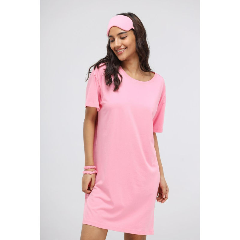NeceSera Sachet Pink Supima T Shirt Dress (S)