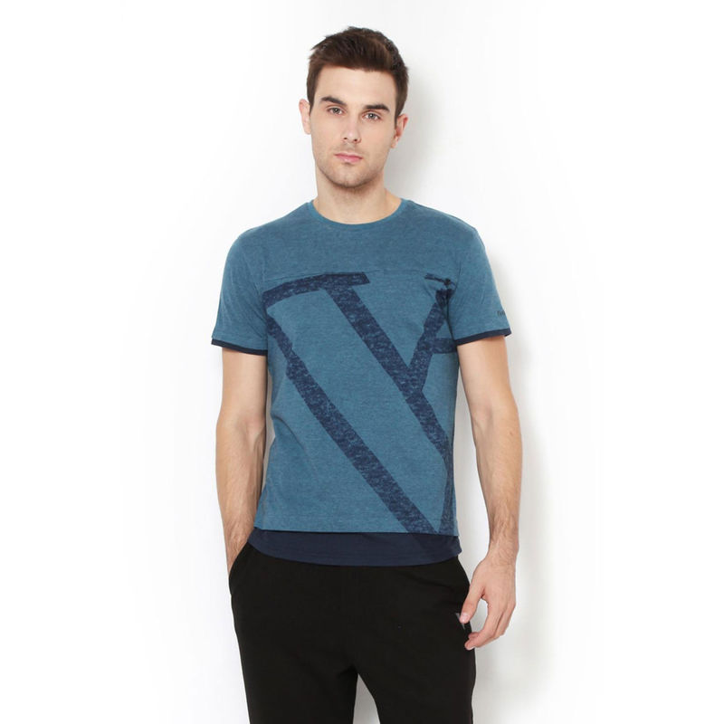 Van Heusen Men Quick Dry & Crew Neck T-Shirt - Blue