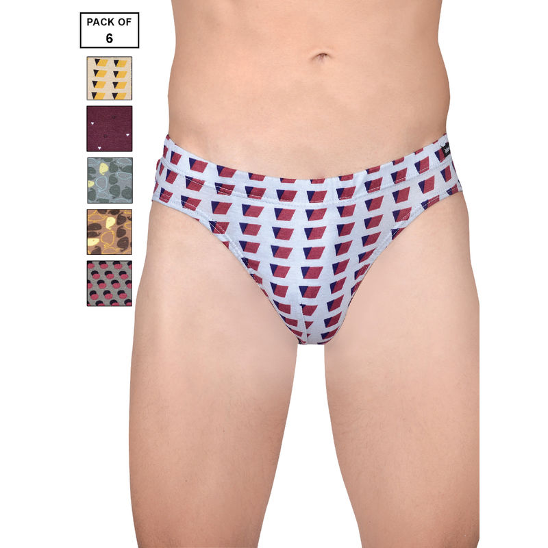 Frenchie Designer Mens Cotton Briefs Assorted Colours (L) (Set Of 6)