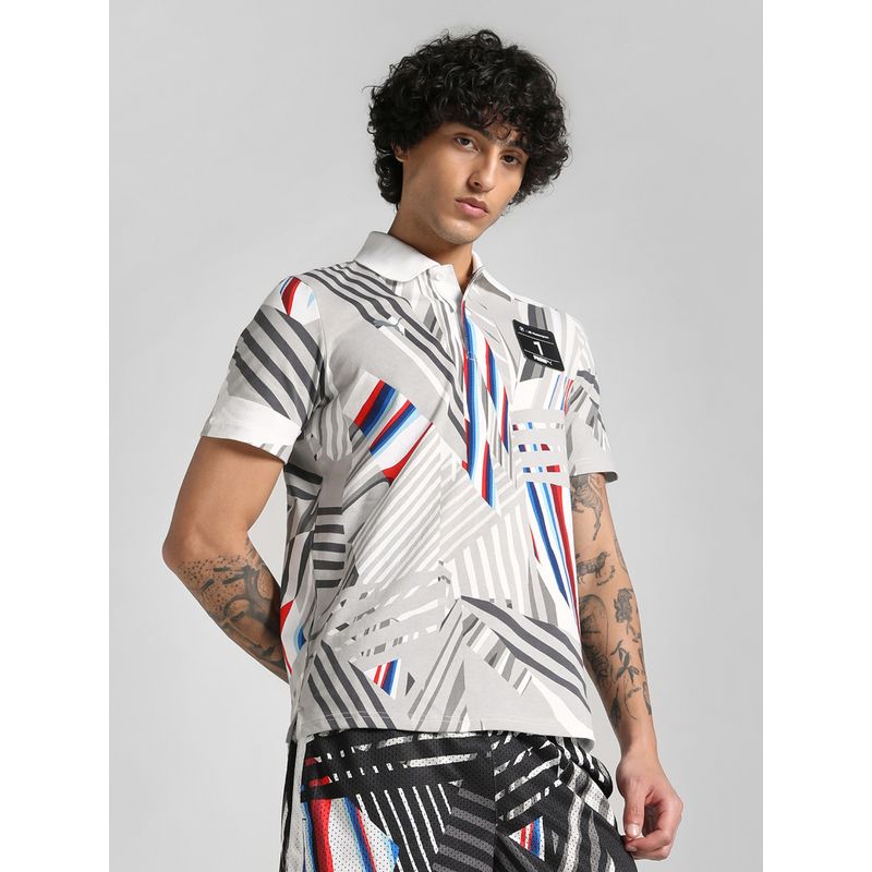 Puma BMW MMS AOP Men White Polo T-Shirt (M)