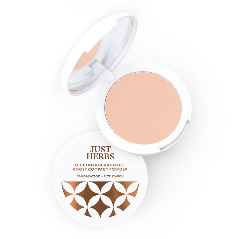 Just Herbs Oil Control Radiance Booster Age Defying Compact Powder - Porcelain