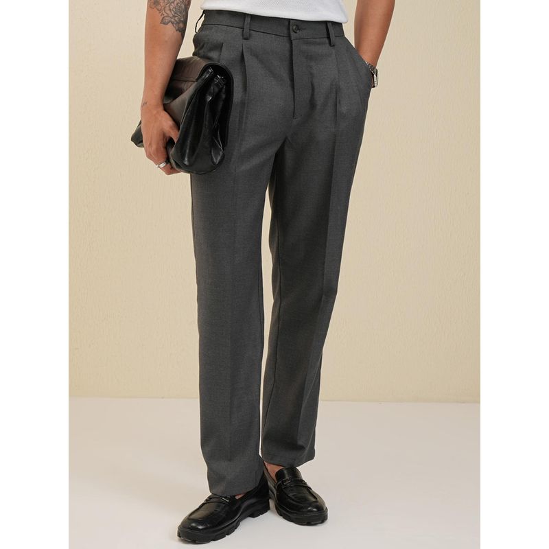 LOCOMOTIVE Mens Grey Pleated Trouser (30)
