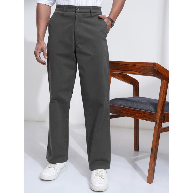 LOCOMOTIVE Mens Grey Premium Chino Straight Fit Trouser (34)