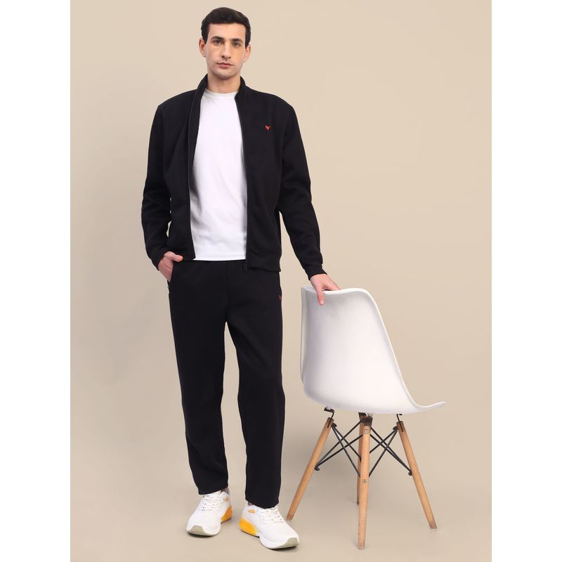 AM SWAN Mens Black Stylish And Comfortable Full Zipper Sweatshirts (2XL)