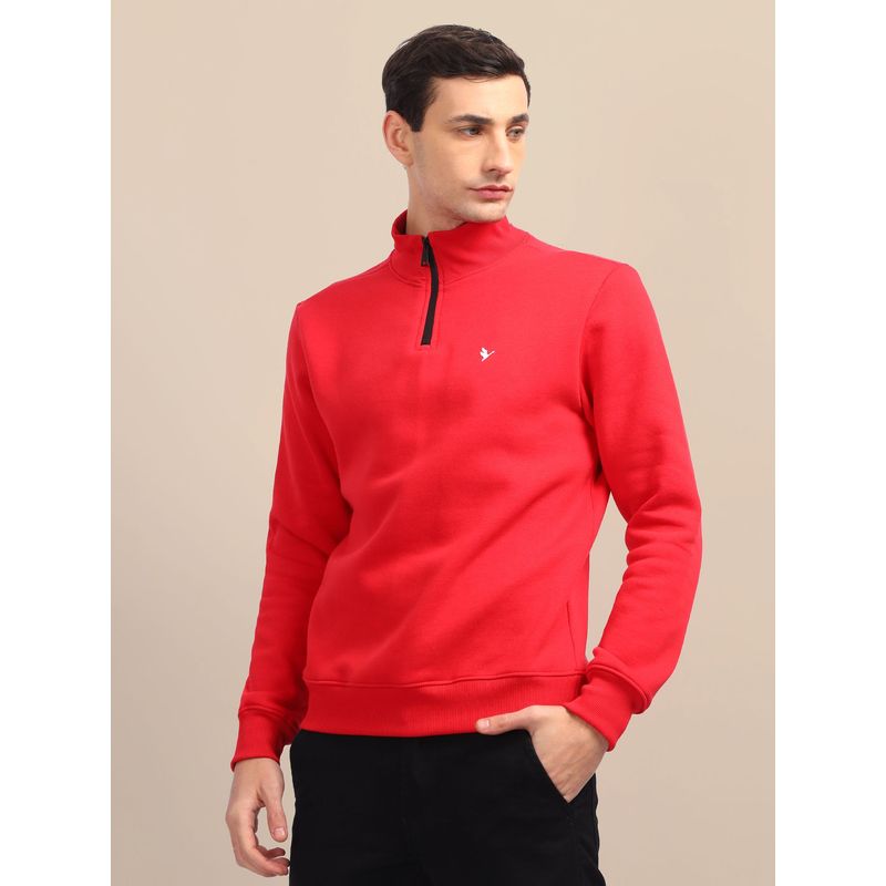 AM SWAN Mens Red Solid Half-Zip Sweatshirt (XL)