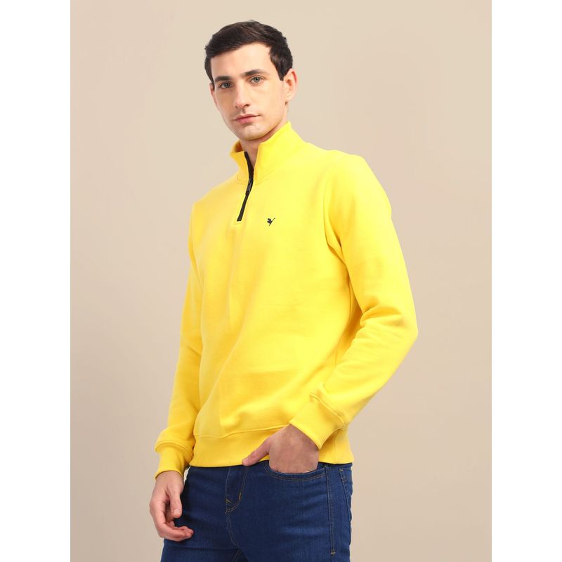 AM SWAN Mens Yellow Solid Half-Zip Sweatshirt (S)