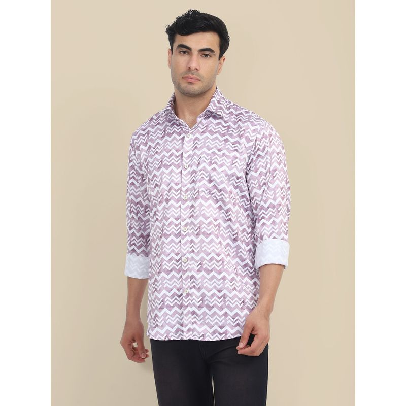 AM SWAN Mens Poly Satin Lycra Digital Printed Shirt-Pink (38)