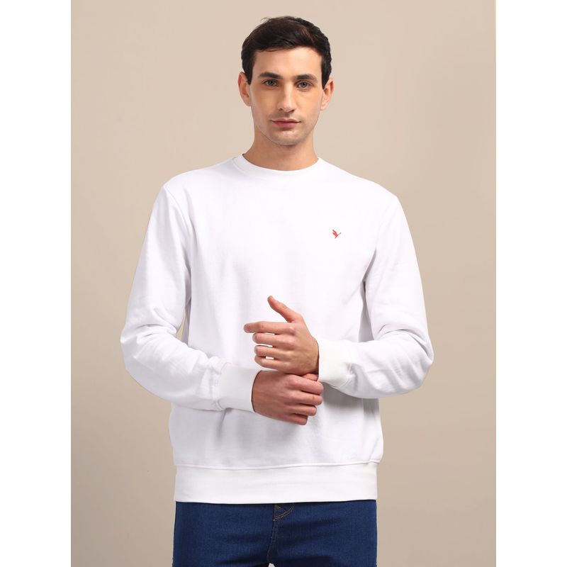 AM SWAN Mens White Solid Sweatshirt (M)
