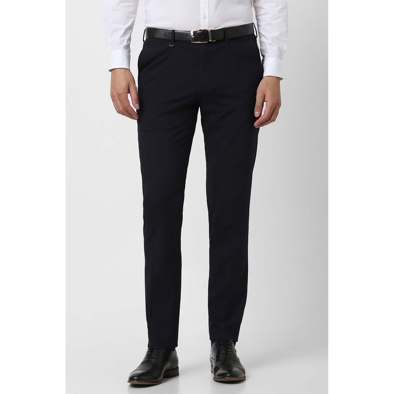 Van Heusen Men Navy Blue Solid Formal Trouser (30)