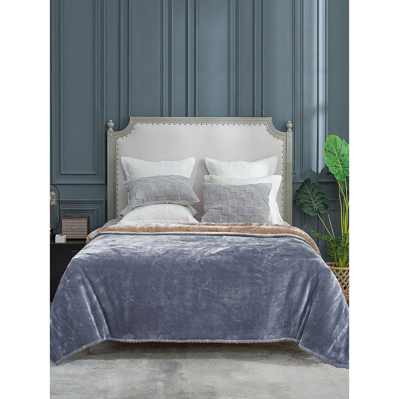 Saral Home Winter Mink,Cloudy Soft Double Side Heavy 2 Layer Blanket Crochet Edge (Single)