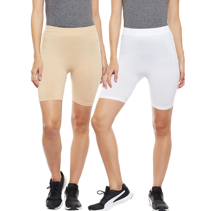 C9 Airwear Nude & White Shorts Pack Of 2 (S)