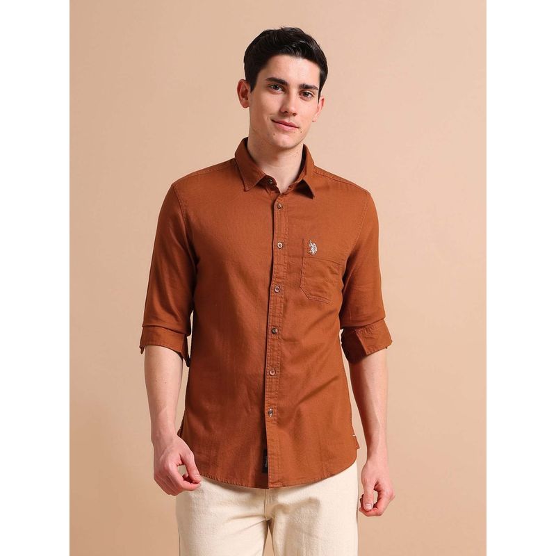 U.S. Polo Assn. Denim Co. Spread Collar Dobby Shirt (M)