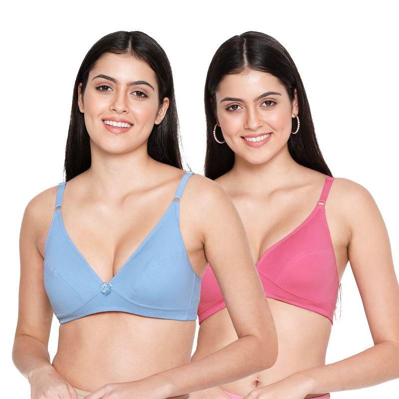 Shyaway Susie Everyday Wirefree 3/4th Coverage Non-Padded Plunge Bra-Multicolor(Pack of 2) (30C)