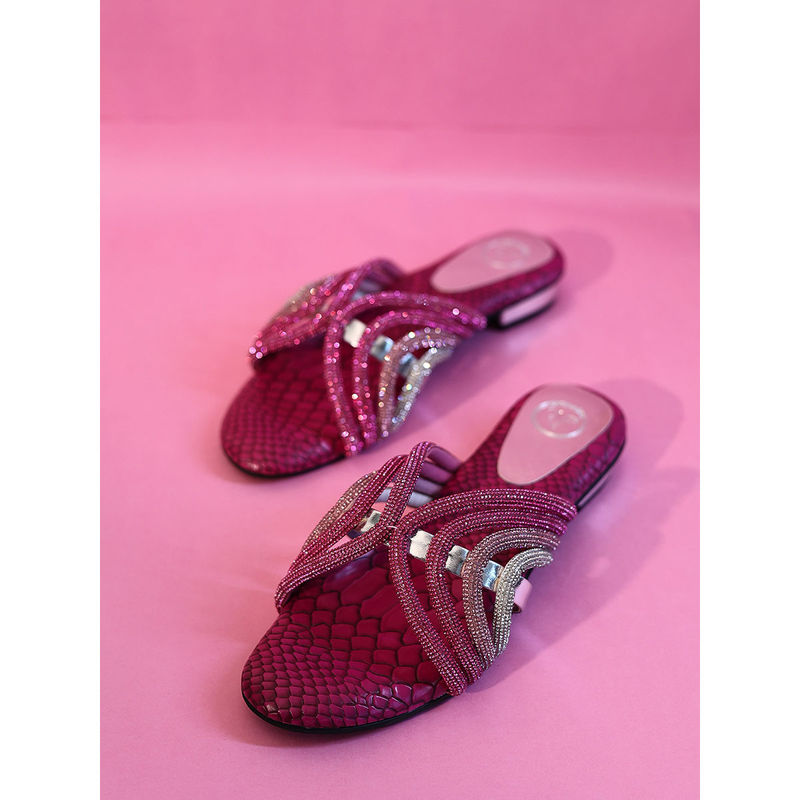 Sana K Luxurious Footwear Pink Open Toe Heel Sandals (EURO 41)