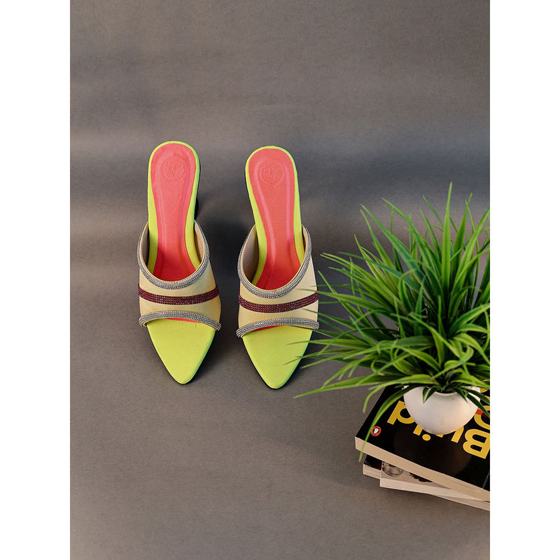 Sana K Luxurious Footwear Neon Open Toe Heel Sandals (EURO 35)