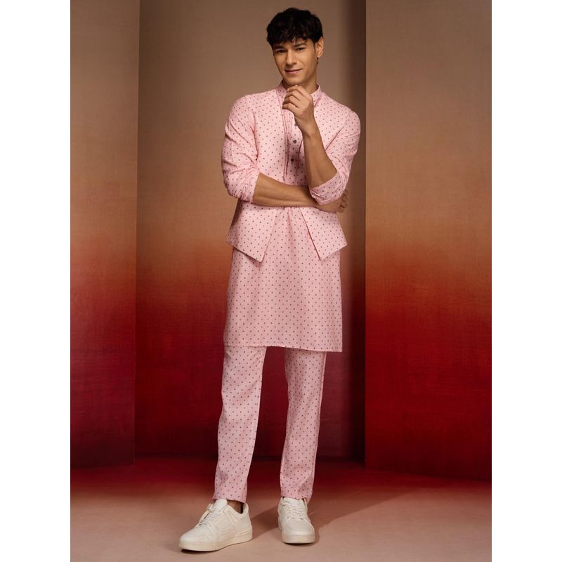 Vastramay Pink Linen Kurta with Jacket & Pant (36)