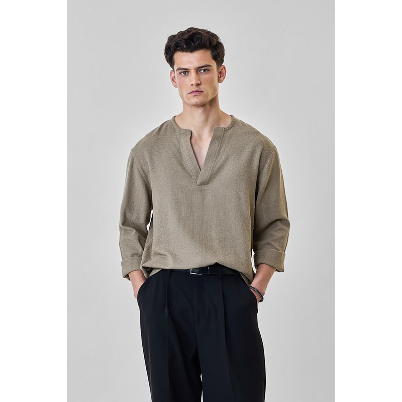 Snitch Beige Cotton Blend Full Sleeves Sweatshirt (XL)