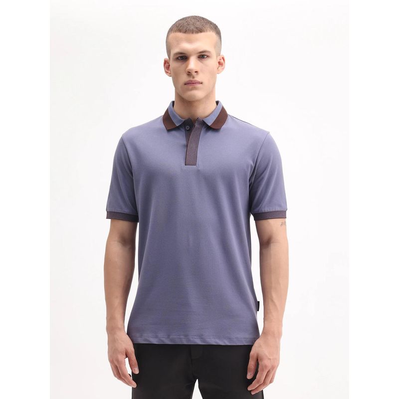 Rare Rabbit Purple Cotton Blend Half Sleeves Polo T-Shirt (XS)