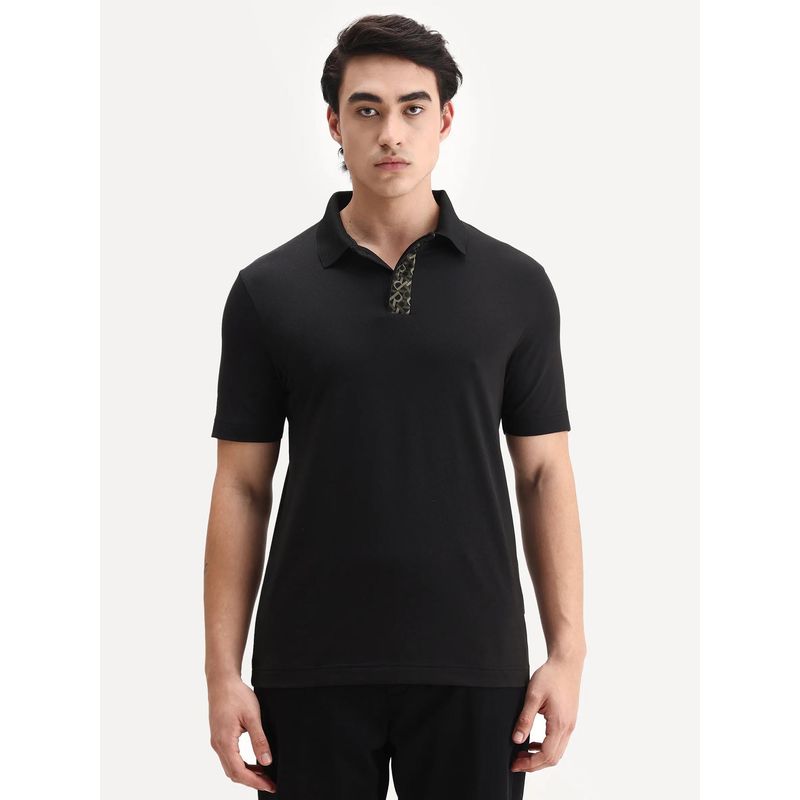 Rare Rabbit Black Cotton Blend Half Sleeves Polo T-Shirt (XS)