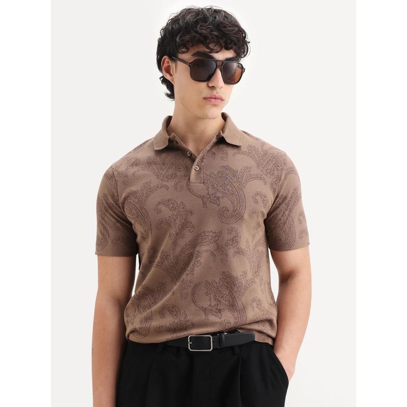 Rare Rabbit Brown Cotton Half Sleeves Polo T-Shirt (3XL)