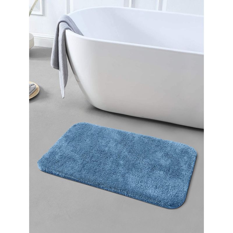 Obsessions Super Soft Anti Skid Polyester Bathmat - Blue (S)