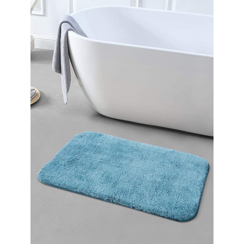 Obsessions Super Soft Anti Skid Polyester Bathmat - Aqua (S)