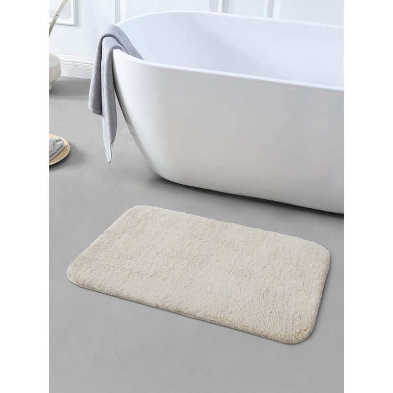 Obsessions Super Soft Anti Skid Polyester Bathmat - Cream (M)