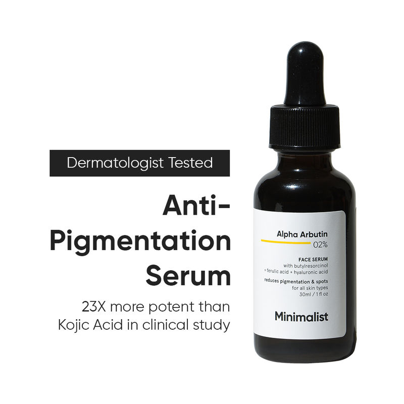 Minimalist 2% Alpha Arbutin Face Serum With Butylresorcinol & Ferulic Acid For Hyperpigmentation