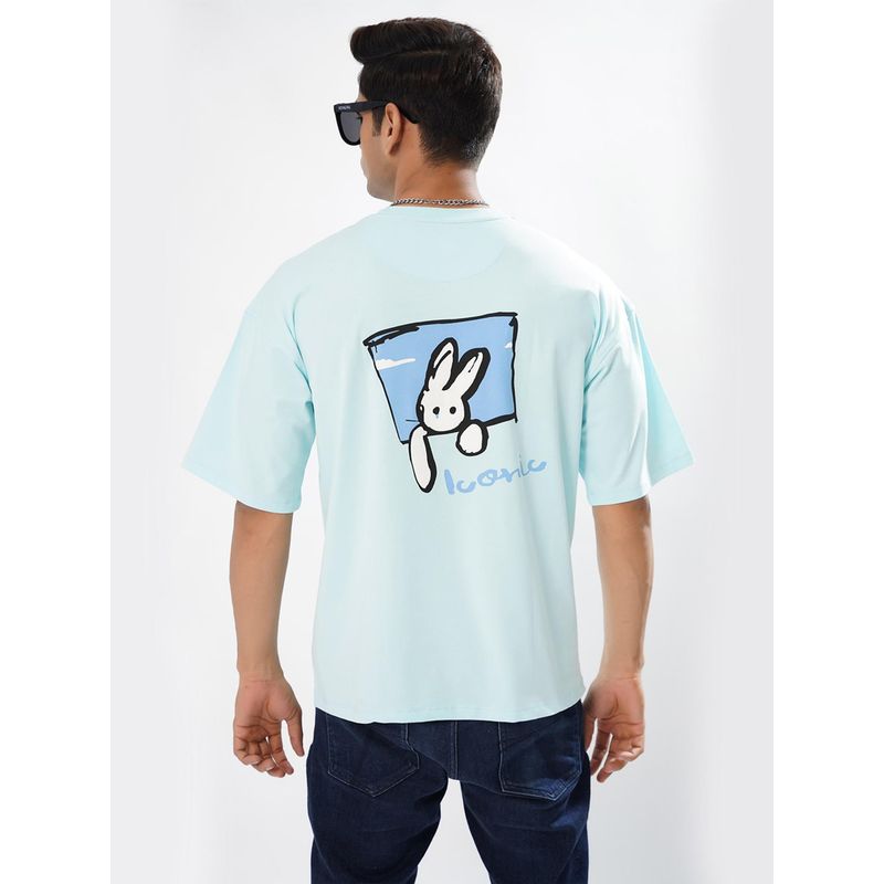 ROYALTAIL Blue Bunny Men Oversized Printed T-Shirt (M)