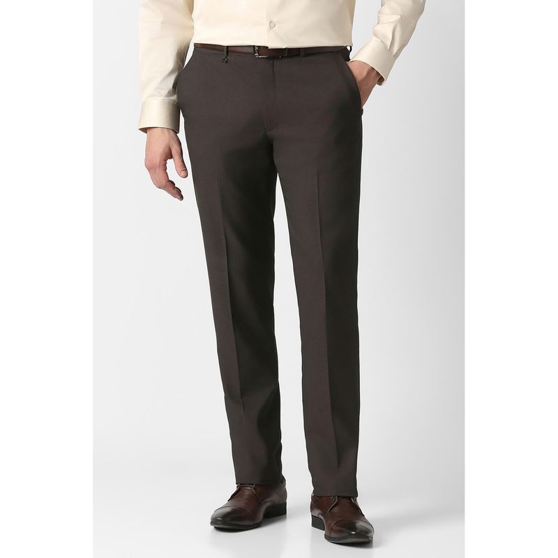 Van Heusen Brown Textured Regular Fit Trouser (30)