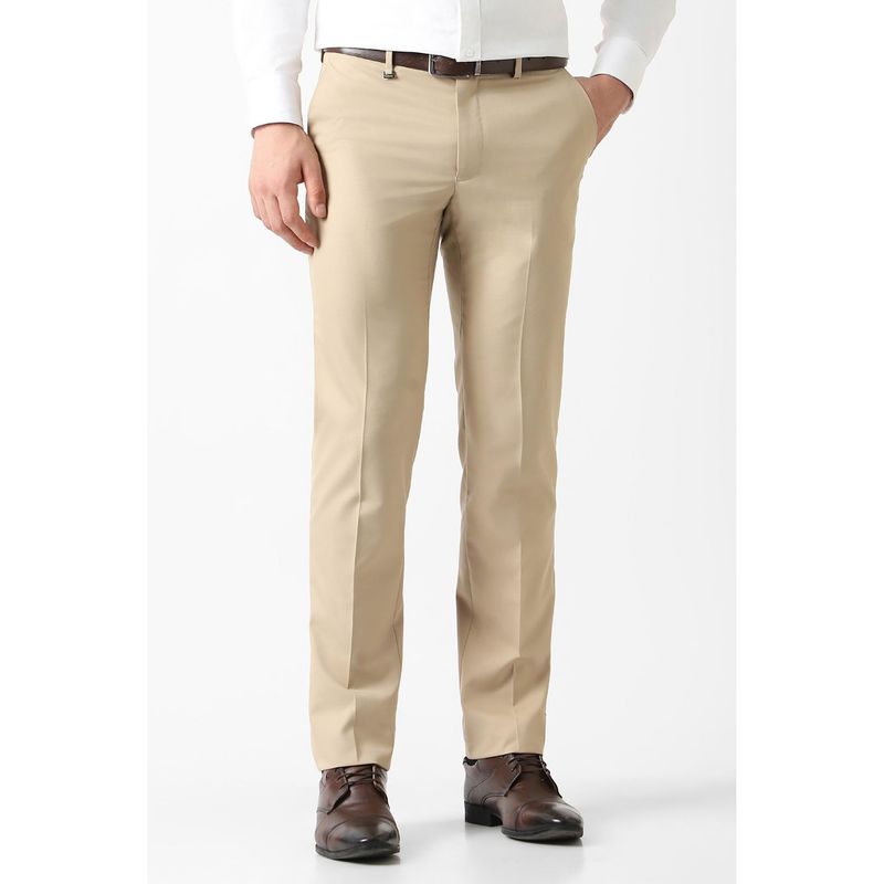 Van Heusen Beige Textured Regular Fit Trouser (30)